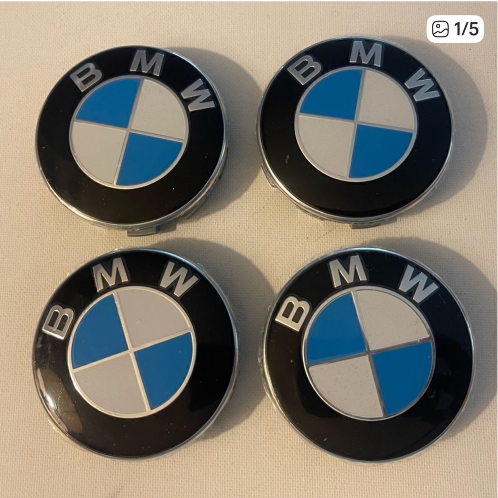 BMW Black, Blue & White Wheel Center Caps Set of 4 68mm